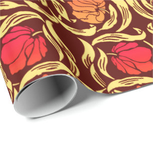 William Morris Pimpernel, Rostorange und Braun Geschenkpapier