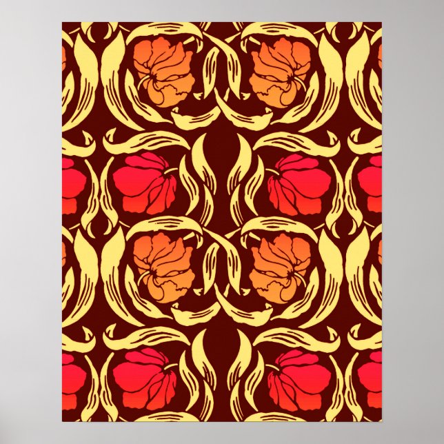 William Morris Pimpernel, Rostorange und Braun Poster (Vorne)