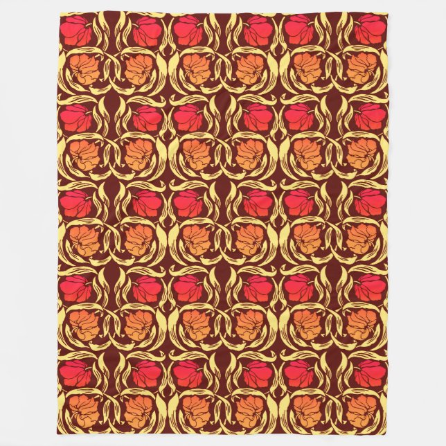 William Morris Pimpernel, Rust Orange und Brown Fleecedecke (Vorderseite)
