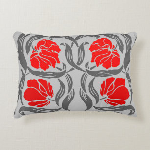 William Morris Pimpernel, Silver Gray und Red Dekokissen