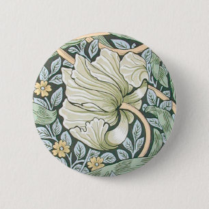 William Morris Pimpernel Tulpen Botanische Kunst Button