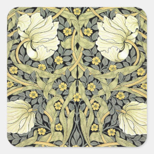 William Morris Pimpernel Tulpen Botanische Kunst Quadratischer Aufkleber