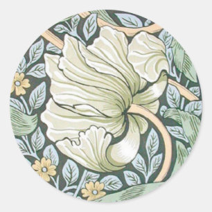 William Morris Pimpernel Tulpen Botanische Kunst Runder Aufkleber