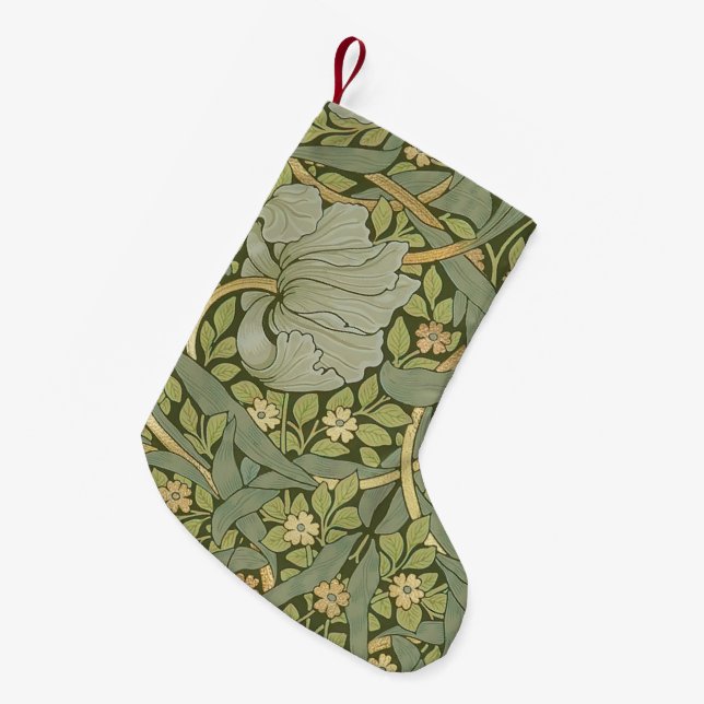 William Morris Pimpernel Vintag Pattern Kleiner Weihnachtsstrumpf (Vorderansicht (hängend))
