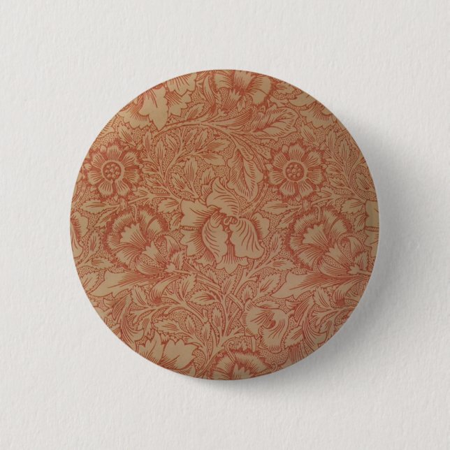 William Morris Pink Poppy Blume Floral Button (Vorderseite)