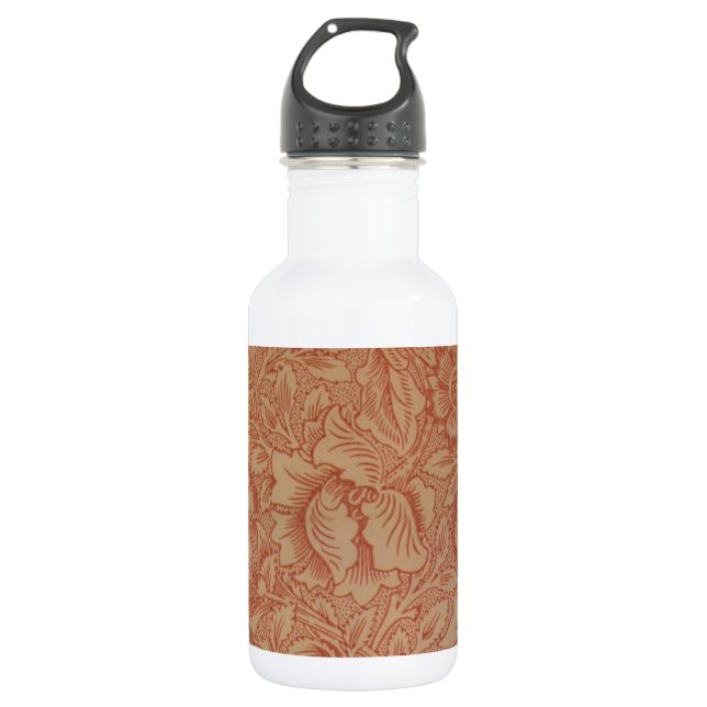 William Morris Pink Poppy Blume Floral Edelstahlflasche (Vorderseite)