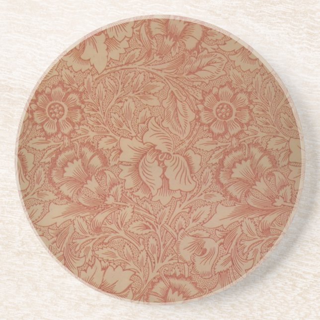 William Morris Pink Poppy Blume Floral Getränkeuntersetzer (Vorne)