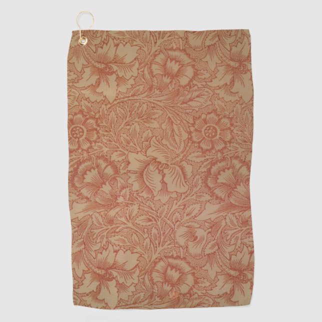 William Morris Pink Poppy Blume Floral Golfhandtuch (Vorderseite)