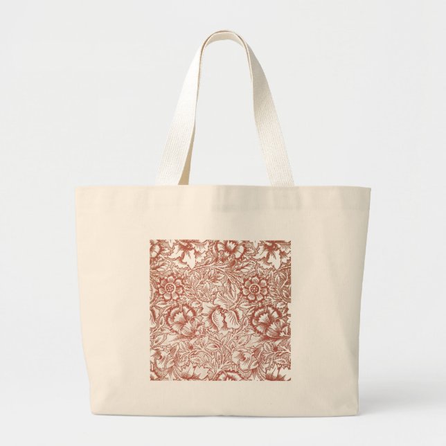 William Morris Pink Poppy Blume Floral Jumbo Stoffbeutel (Vorne)
