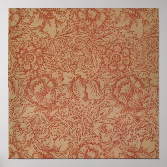 William Morris Pink Poppy Blume Floral Poster (Vorne)