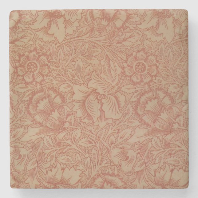 William Morris Pink Poppy Blume Floral Steinuntersetzer (Vorderseite)