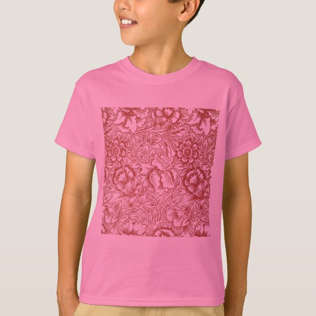 William Morris Pink Poppy Blume Floral T-Shirt (Vorderseite)