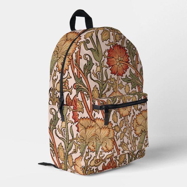 William Morris Pink Rose Blume Wallpaper Pattern Bedruckter Rucksack (Rückseitige Ecke links)