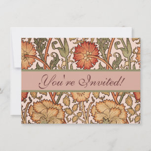 William Morris Pink Rose Blume Wallpaper Pattern Einladung