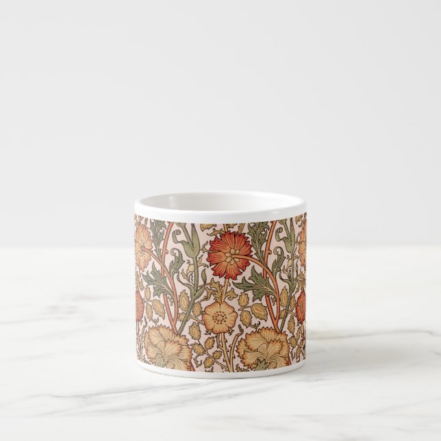 William Morris Pink Rose Blume Wallpaper Pattern Espressotasse (Vorderseite)