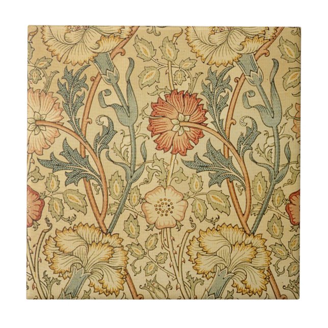 William Morris Pink Rose Blume Wallpaper Pattern Fliese (Vorderseite)