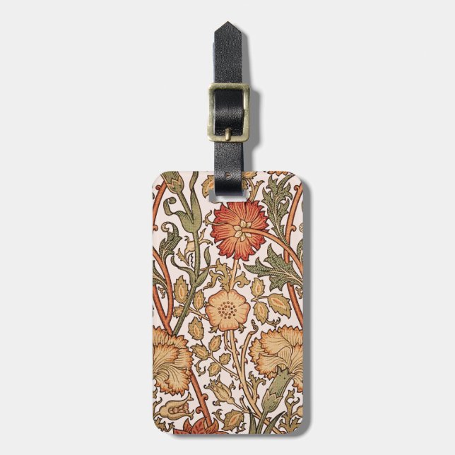 William Morris Pink Rose Blume Wallpaper Pattern Gepäckanhänger (Vorderseite vertikal)