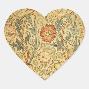 William Morris Pink Rose Blume Wallpaper Pattern Herz-Aufkleber