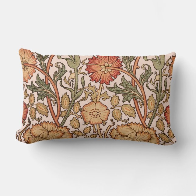 William Morris Pink Rose Blume Wallpaper Pattern Lendenkissen (Vorderseite)