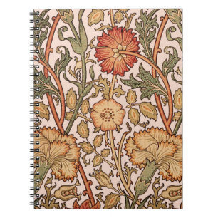 William Morris Pink Rose Blume Wallpaper Pattern Notizblock