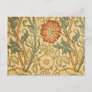 William Morris Pink Rose Blume Wallpaper Pattern Postkarte