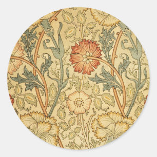 William Morris Pink Rose Blume Wallpaper Pattern Runder Aufkleber