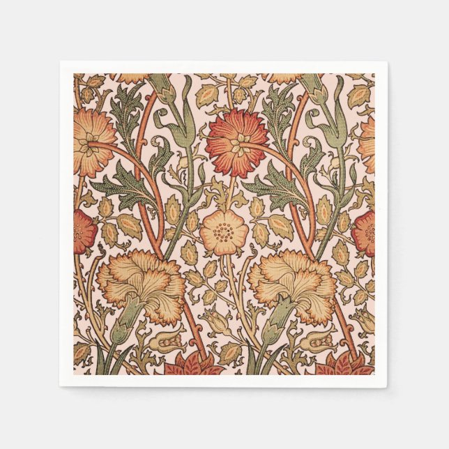 William Morris Pink Rose Blume Wallpaper Pattern Serviette (Vorderseite)