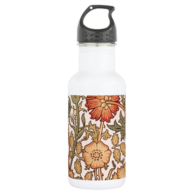 William Morris Pink Rose Blume Wallpaper Pattern Trinkflasche (Vorderseite)