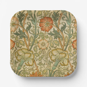 William Morris Pink Rose Border Florales Kunstwerk Pappteller