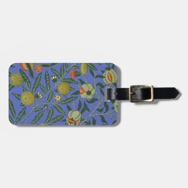 William Morris Pomegranate Blue Colorful Wallpaper Gepäckanhänger (Vorderseite horizontal)