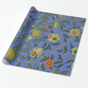 William Morris Pomegranate Blue Colorful Wallpaper Geschenkpapier