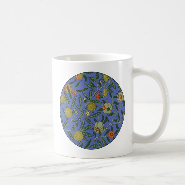 William Morris Pomegranate Blue Colorful Wallpaper Kaffeetasse (Rechts)