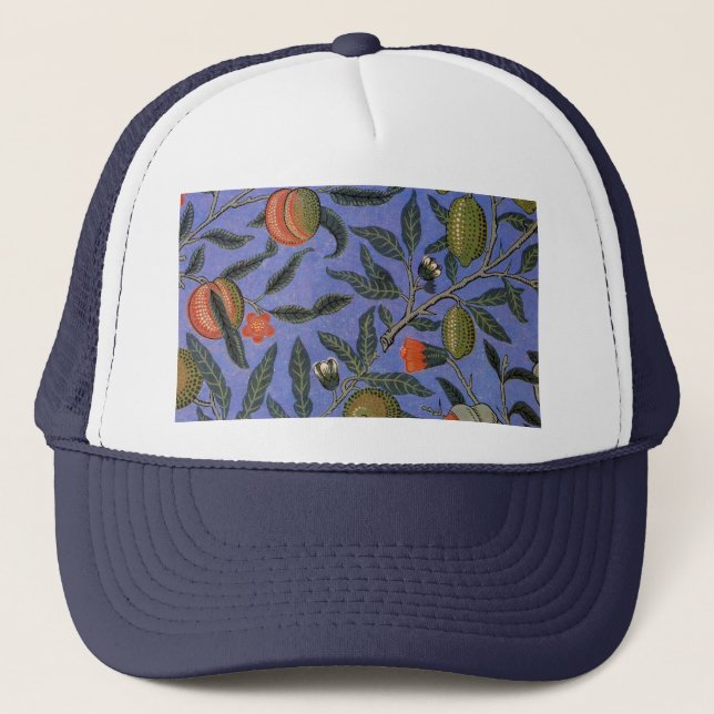 William Morris Pomegranate Blue Colorful Wallpaper Truckerkappe (Vorderseite)