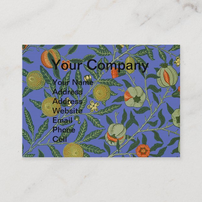 William Morris Pomegranate Blue Colorful Wallpaper Visitenkarte (Vorderseite)