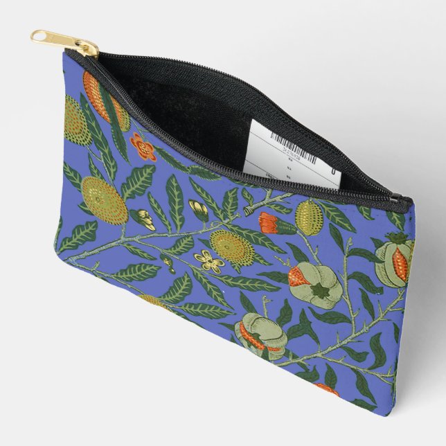 William Morris Pomegranate Blue Colorful Wallpaper Zubehörtasche (Offen)