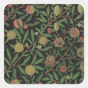 William Morris Pomegranate Classic Frucht Quadratischer Aufkleber