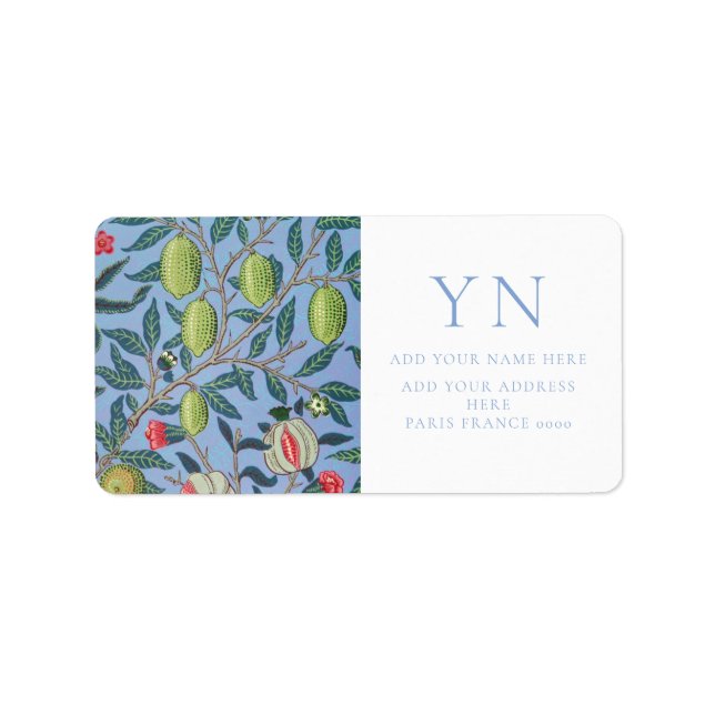 WILLIAM MORRIS POMEGRANATE ÉTIQUETTE DE ADRESSE (Devant)