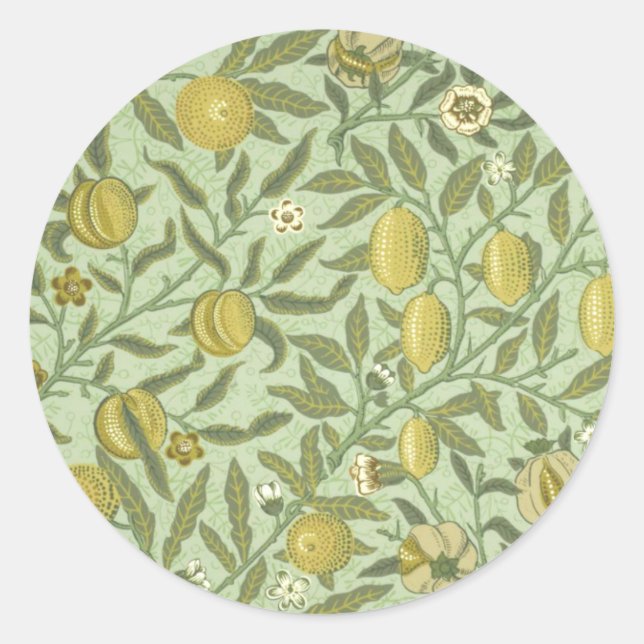 William Morris Pomegranate Fruchtdesign Runder Aufkleber (Vorderseite)