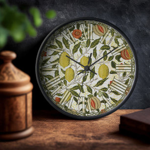 William Morris Pomegranate Lemons Vintag Pattern Uhr