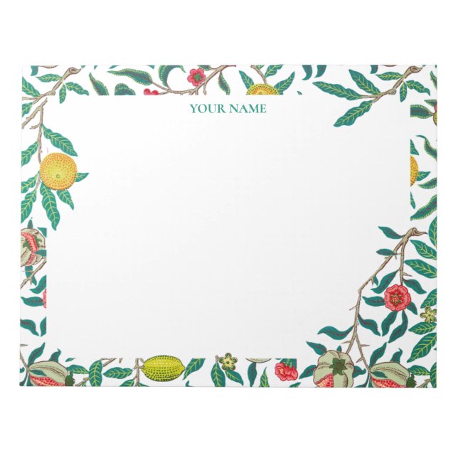 William Morris Pomegranate White Notizblock (Vorderseite)
