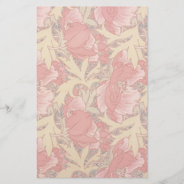 William Morris Poppies Floral Briefpapier (Vorderseite)