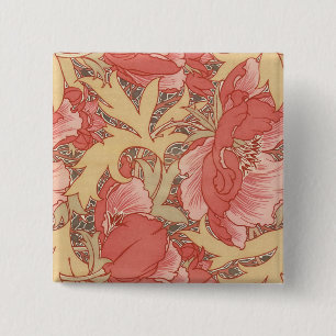 William Morris Poppies Floral Button