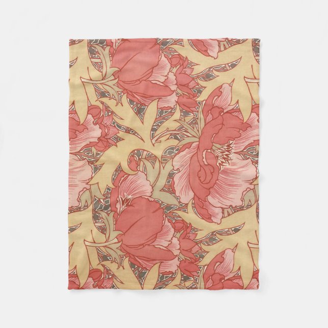 William Morris Poppies Floral Fleecedecke (Vorderseite)