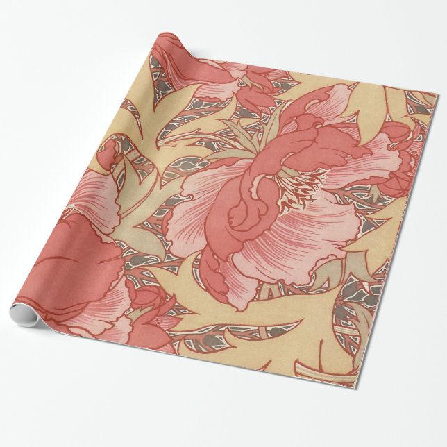 William Morris Poppies Floral Geschenkpapier (Ungerollt)