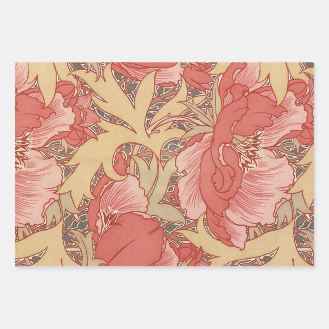 William Morris Poppies Floral Geschenkpapier Set (Vorderseite)