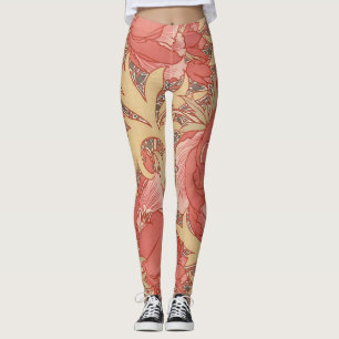 William Morris Poppies Floral Leggings