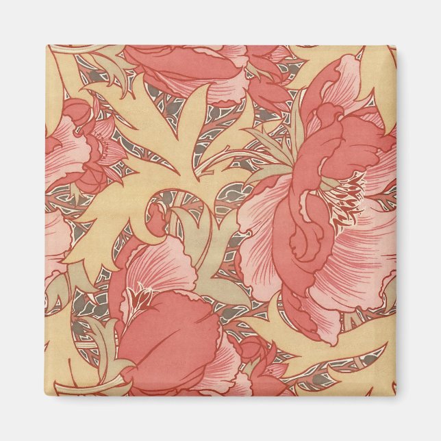 William Morris Poppies Floral Magnet (Vorne)