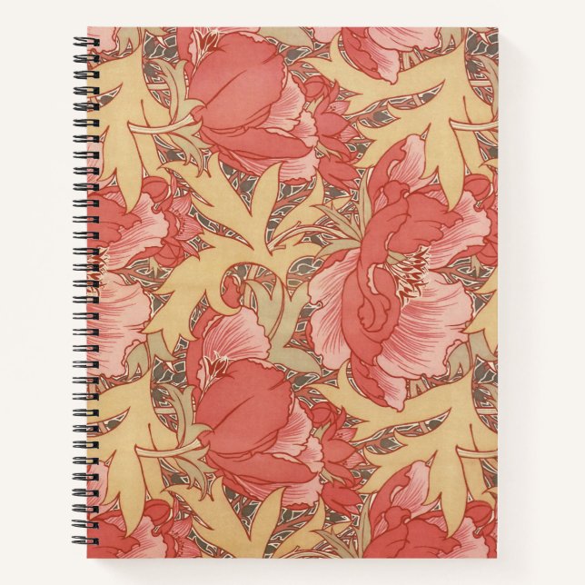 William Morris Poppies Floral Notizbuch (Vorderseite)