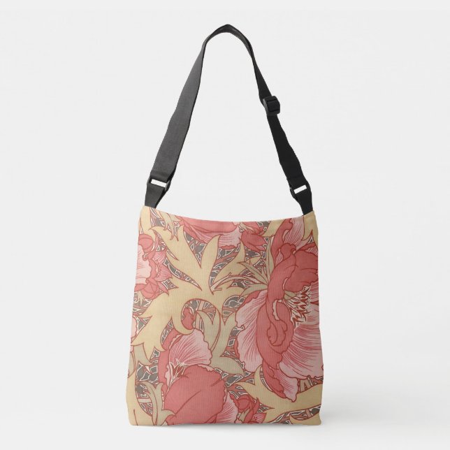 William Morris Poppies Floral Tragetaschen Mit Langen Trägern (Vorderseite)