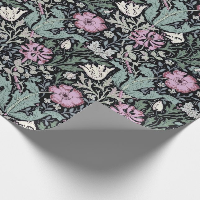 William Morris Poppy Botanical Victorian Wallpaper Geschenkpapier (Ecke)
